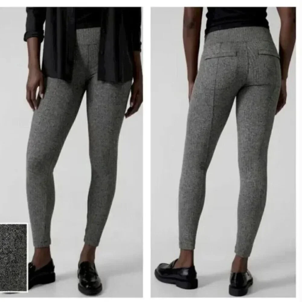 Athleta Delancey Herringbone Tight Black White Sz Medium
